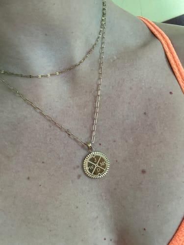 Customer photo review of Engravable Compass Necklace