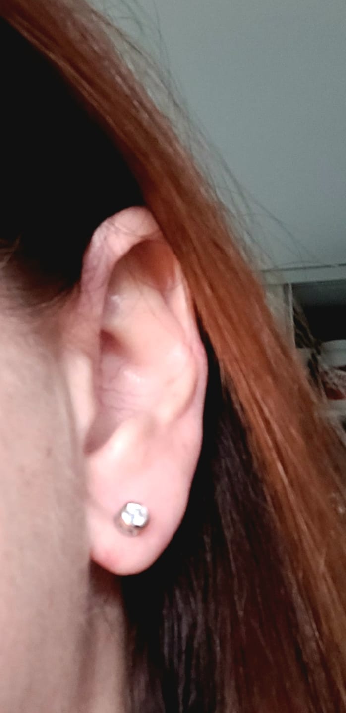 Customer photo review of Moissanite Solitaire Sleep Earrings