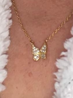Customer photo review of Iced Butterfly Necklace