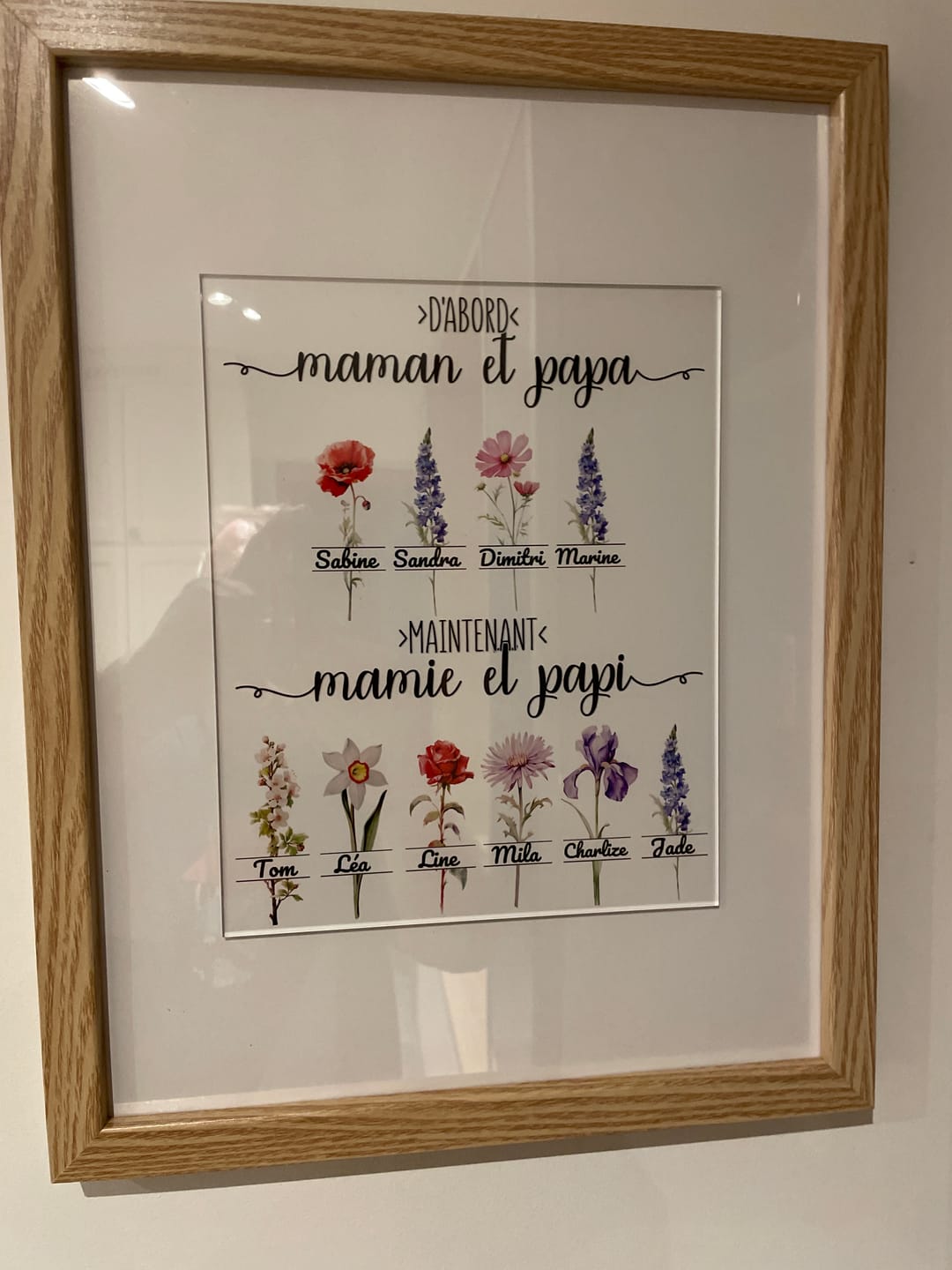 Customer photo review of >D'abord maman Maintenant mamie< Fleurs d'anniversaire jardin | Personalisiertes Acrylglas Fête des mères