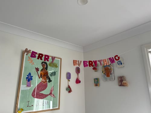 Customer photo review of Merry Everything Garland in Sherbet