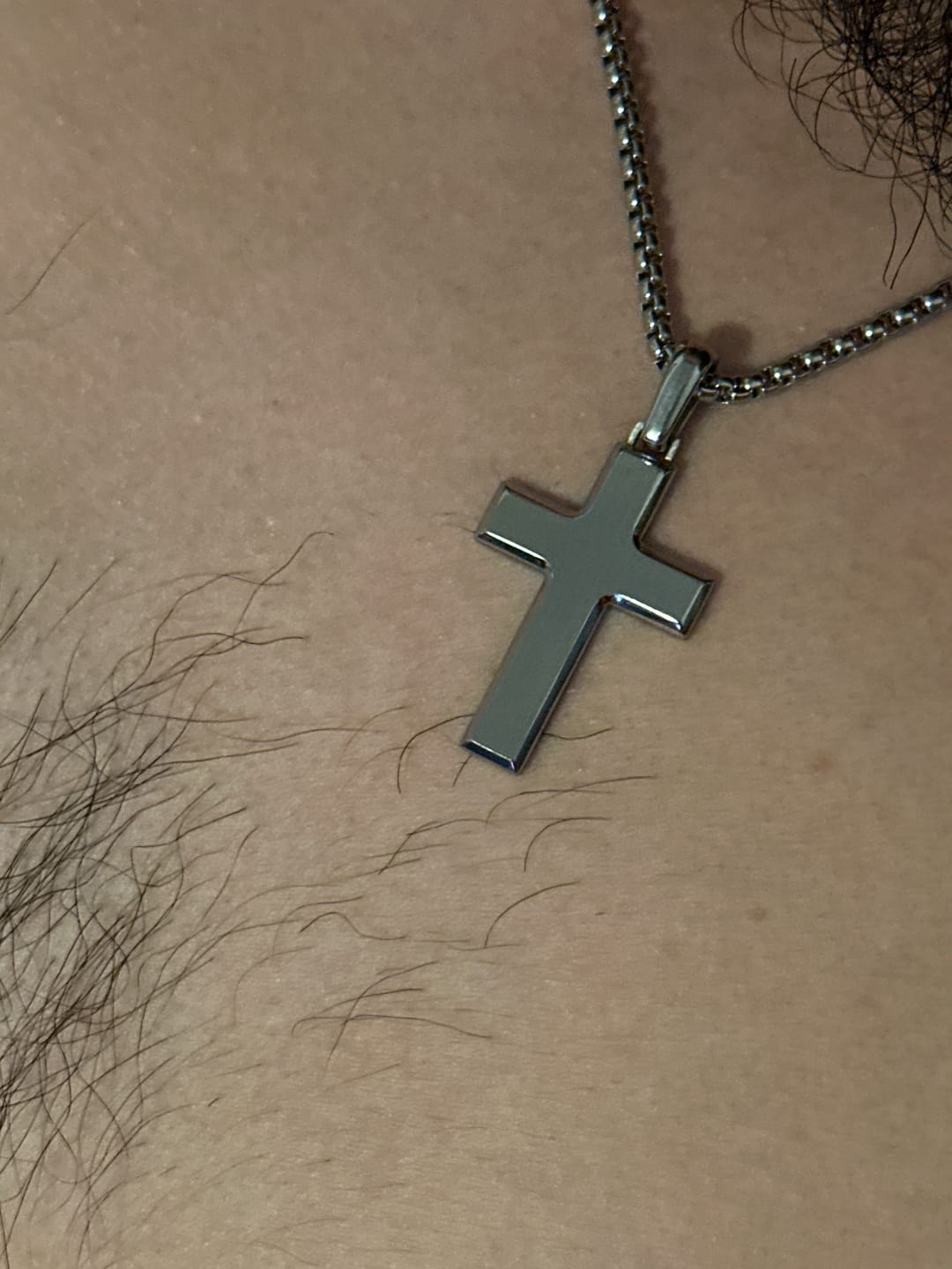 Customer photo review of Beveled Edge Cross Pendant