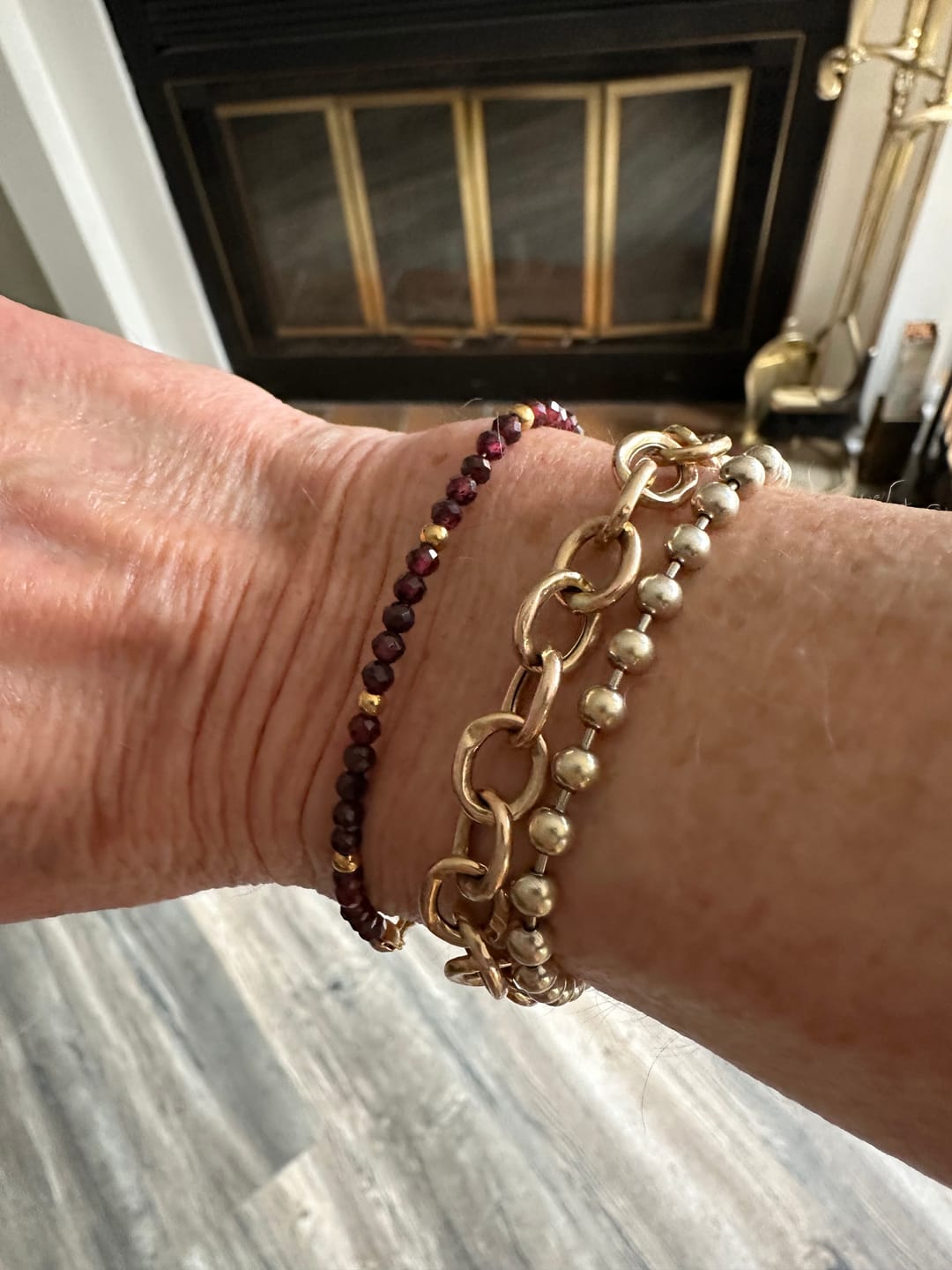 Customer photo review of Red Garnet Bead Bracelet