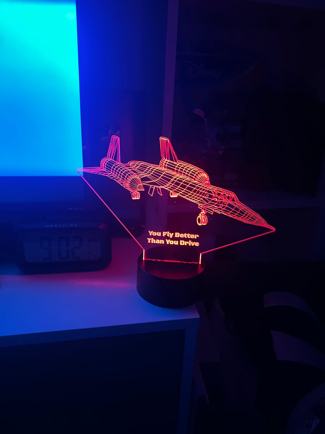 Customer photo review of SR-71 Blackbird Jet - 3D Optical Illusion Lamp