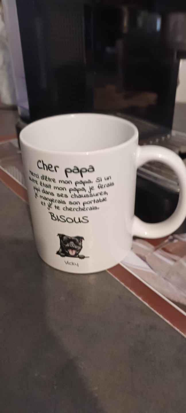 Customer photo review of Cher papa (chien) - Mug personnalisé