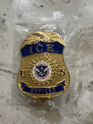 Customer photo review of US ICE Officer Badge Solid Copper Replica Movie Props