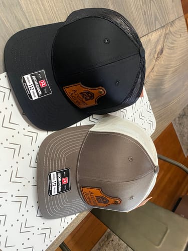 Customer photo review of Cattle Ear Tag Shape Custom Leather Patch Hat