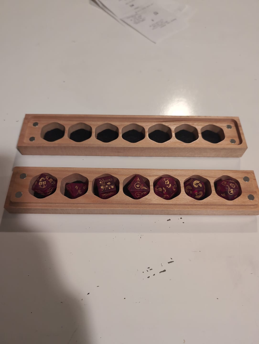 Customer photo review of Japanese Frosted Red Glass Dice Set - Dice Around the World Collection