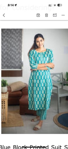 Customer photo review of Blue Block Printed Suit Set