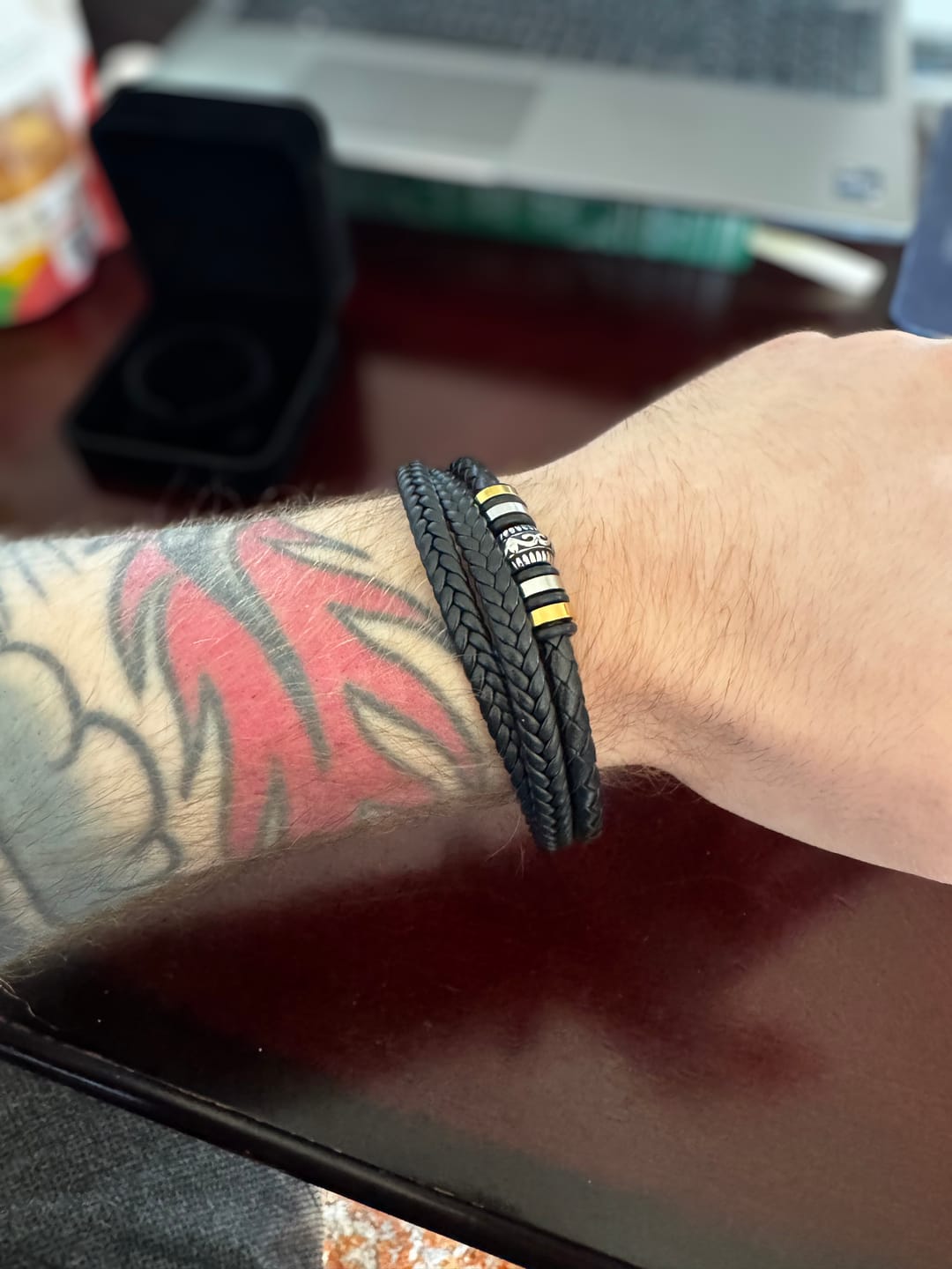 Customer photo review of To My Son | Love You Forever | Leather Braid Bracelet