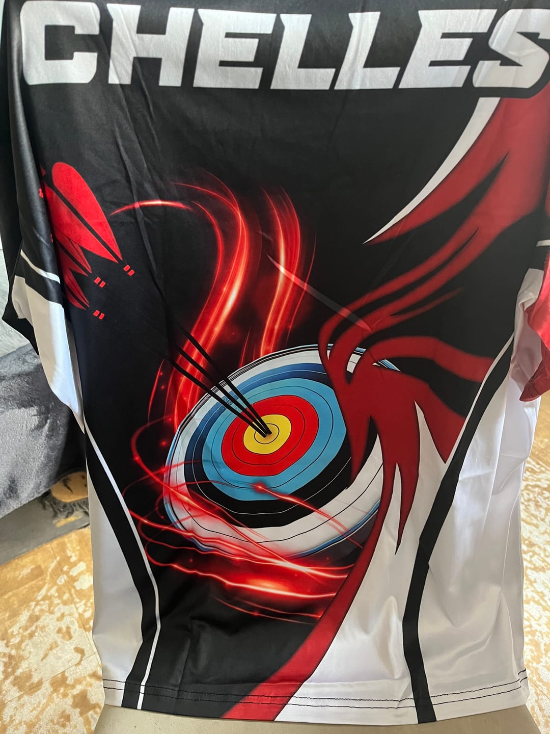 Customer photo review of Unisex Shirt - Custom Name Archery Sport Shirt, Red Wave