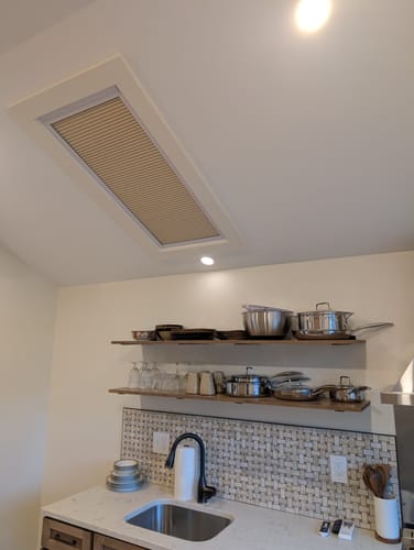 Customer photo review of SmartWings Motorized Premium Skylight Cellular Shades Hazel