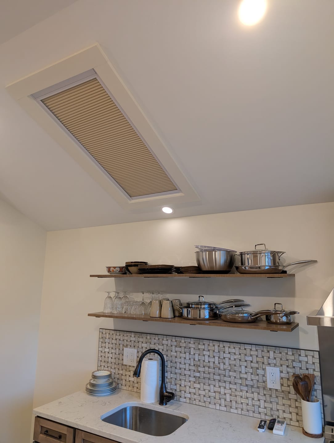 Customer photo review of SmartWings Motorized Premium Skylight Cellular Shades Hazel