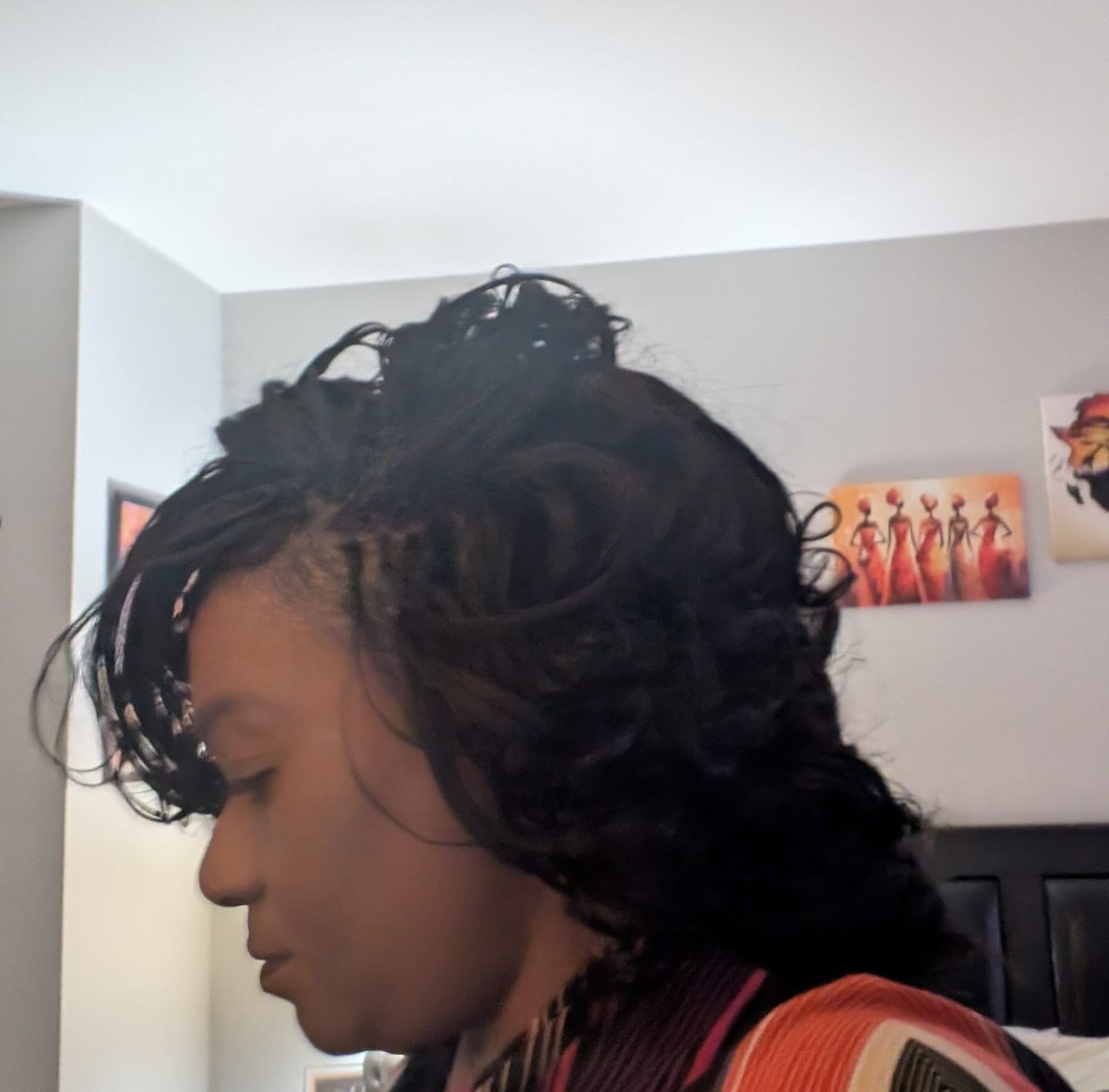 Customer photo review of Double Drawn Burmese Silky Straight Human Braiding Hair