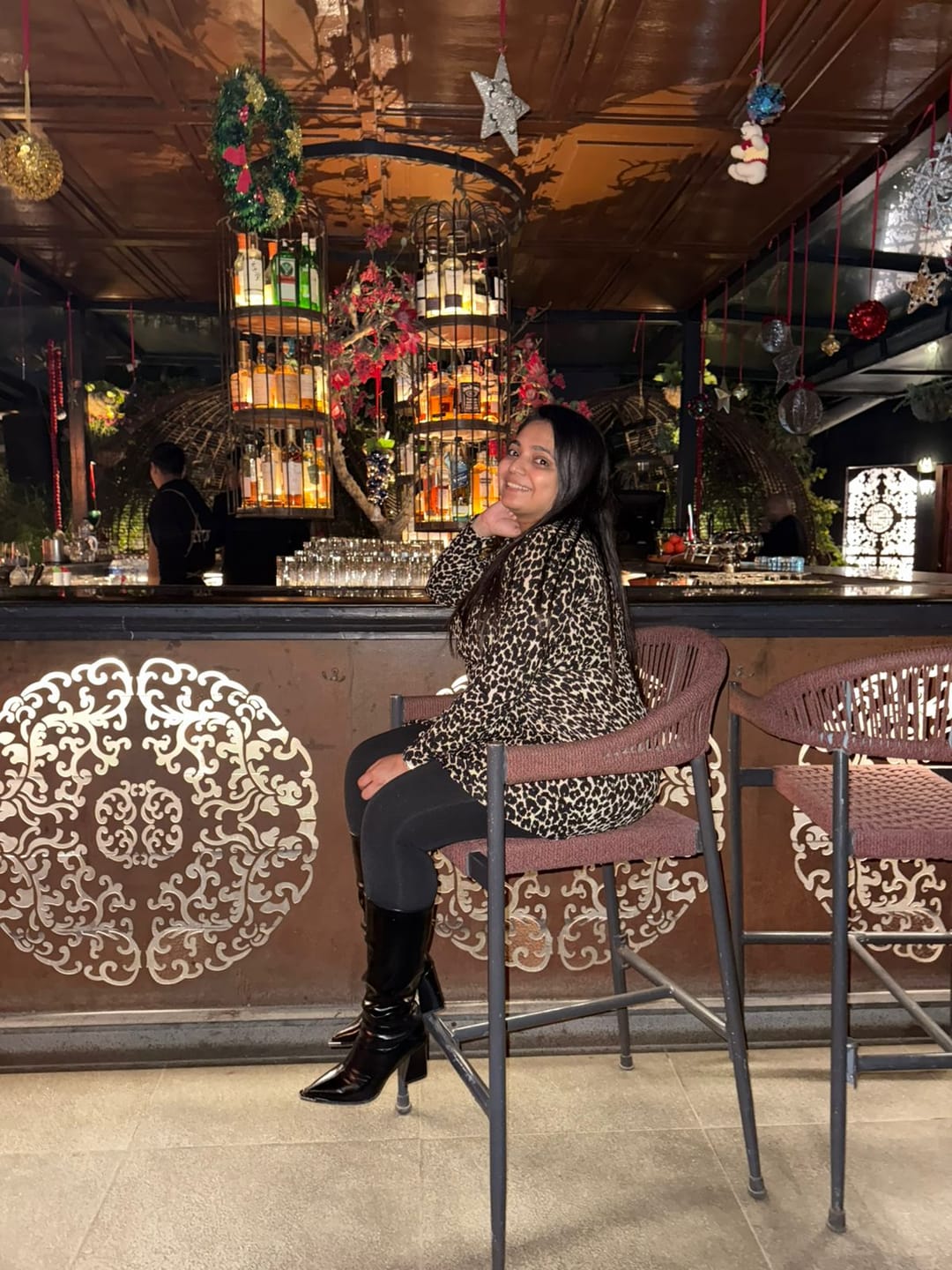 Customer photo review of James Knee High Pointed Leather Boots