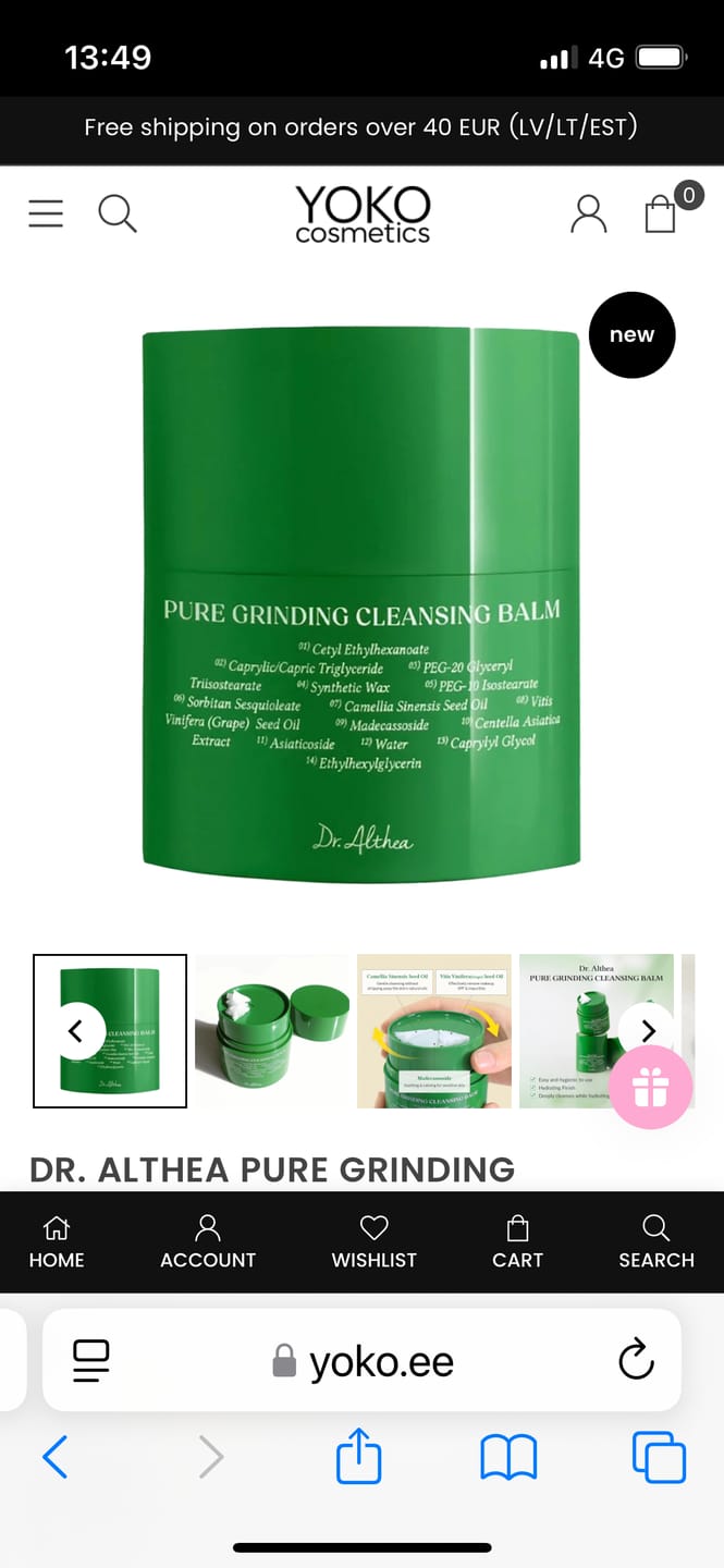Customer photo review of Maigs hidrofīlais balzams ādas attīrīšanai Dr. Althea Pure Grinding Cleansing Balm