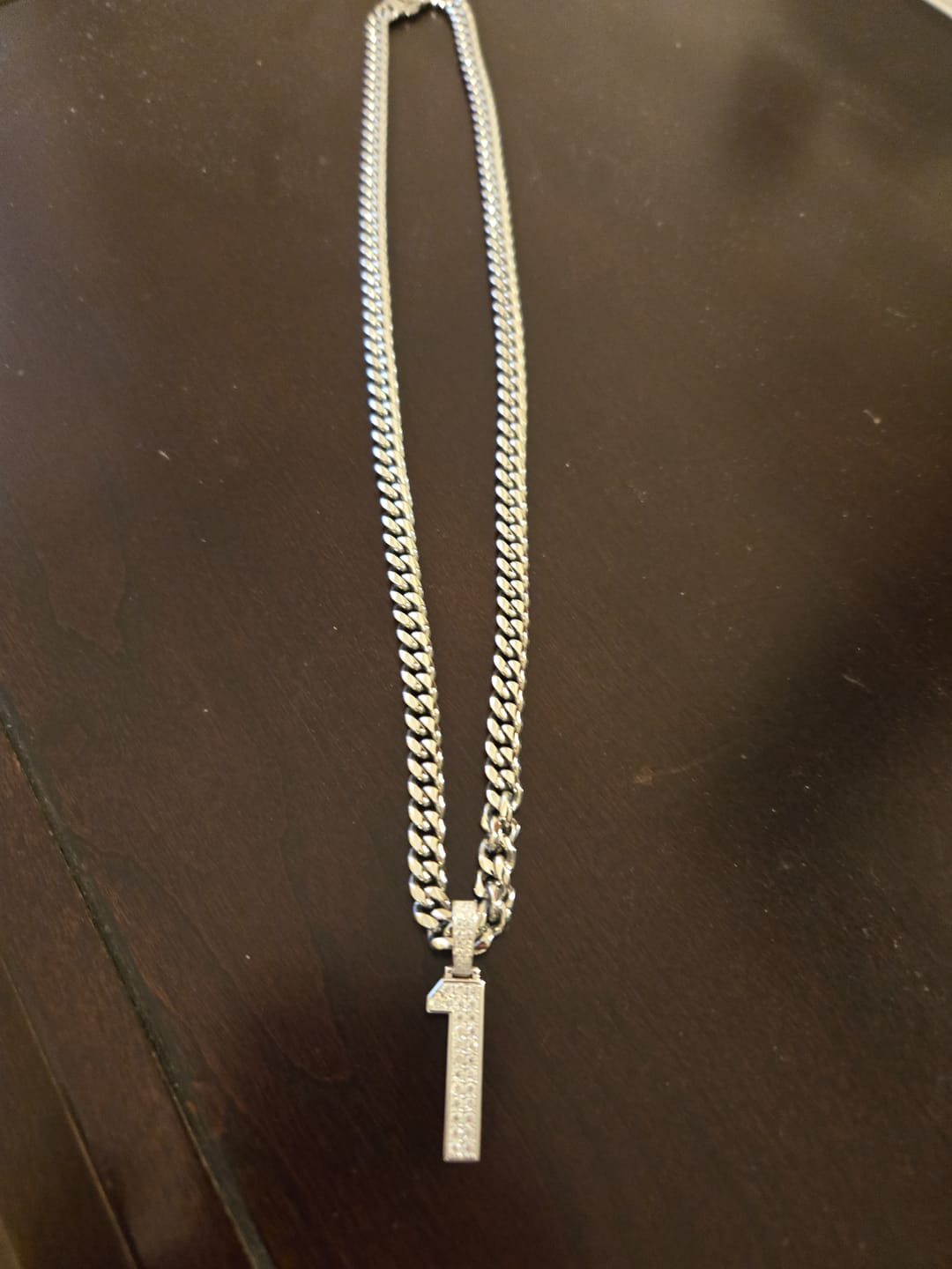 Customer photo review of Iced Jersey Number Pendant with Moissanite Diamonds (Silver Rhodium)