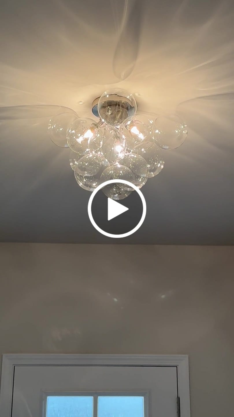 Customer video review of 3-Light Brass Cluster Clear Glass Globe Bubble Ceiling Light