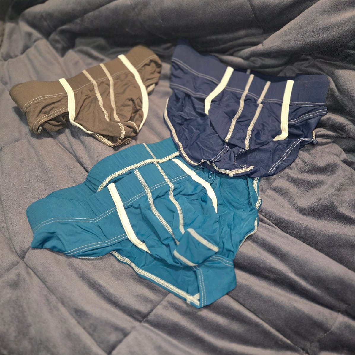 Customer photo review of Nylon 0in Sport Briefs No Fly 4pk Blue/Gray/Dark Blue/Dark Gray