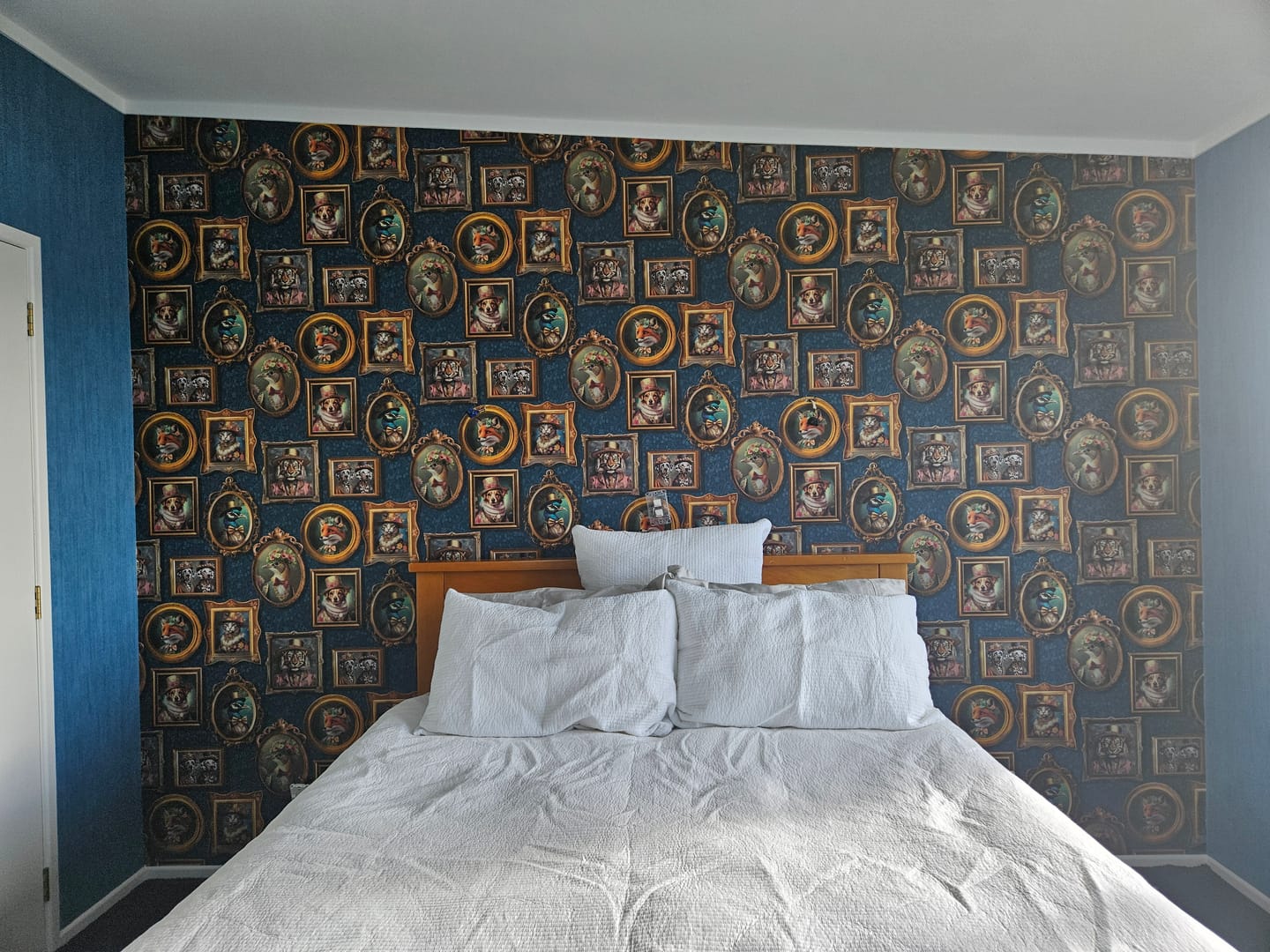 Customer photo review of Regal Beasts - Whimsical Animal Wallpaper - Navy