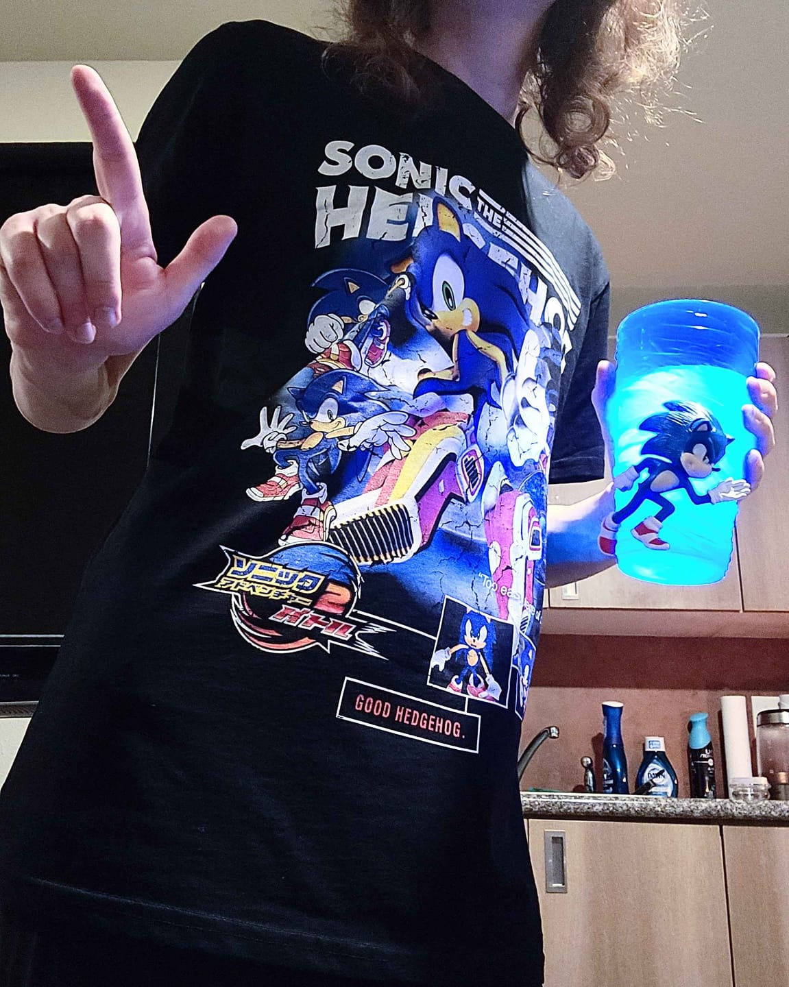 Customer photo review of Video Games 'Sonic Adventure 2 Battle: Sonic' Staple T-Shirt