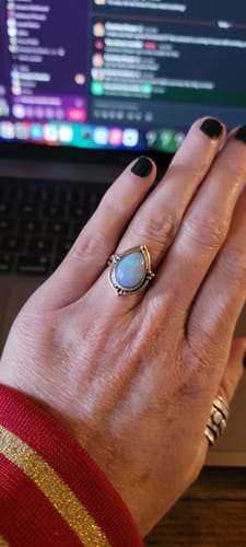 Customer photo review of Opal Teardrop Ring Sterling Silver