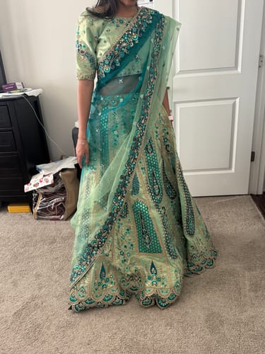 Customer photo review of Shades Of Blue Banarasi Silk Lehenga Choli With Heavy Embroidered Hand work: (Pre-Order)