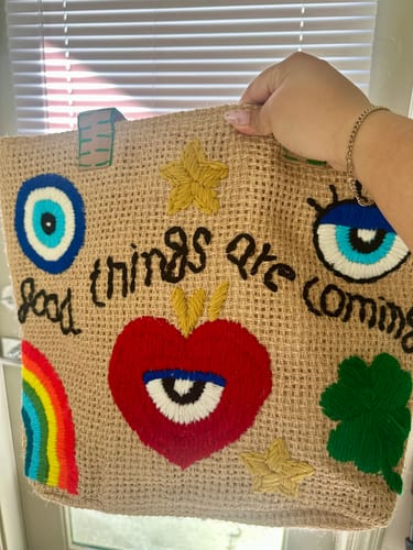 Customer photo review of Good Things are Coming Positivity Tote