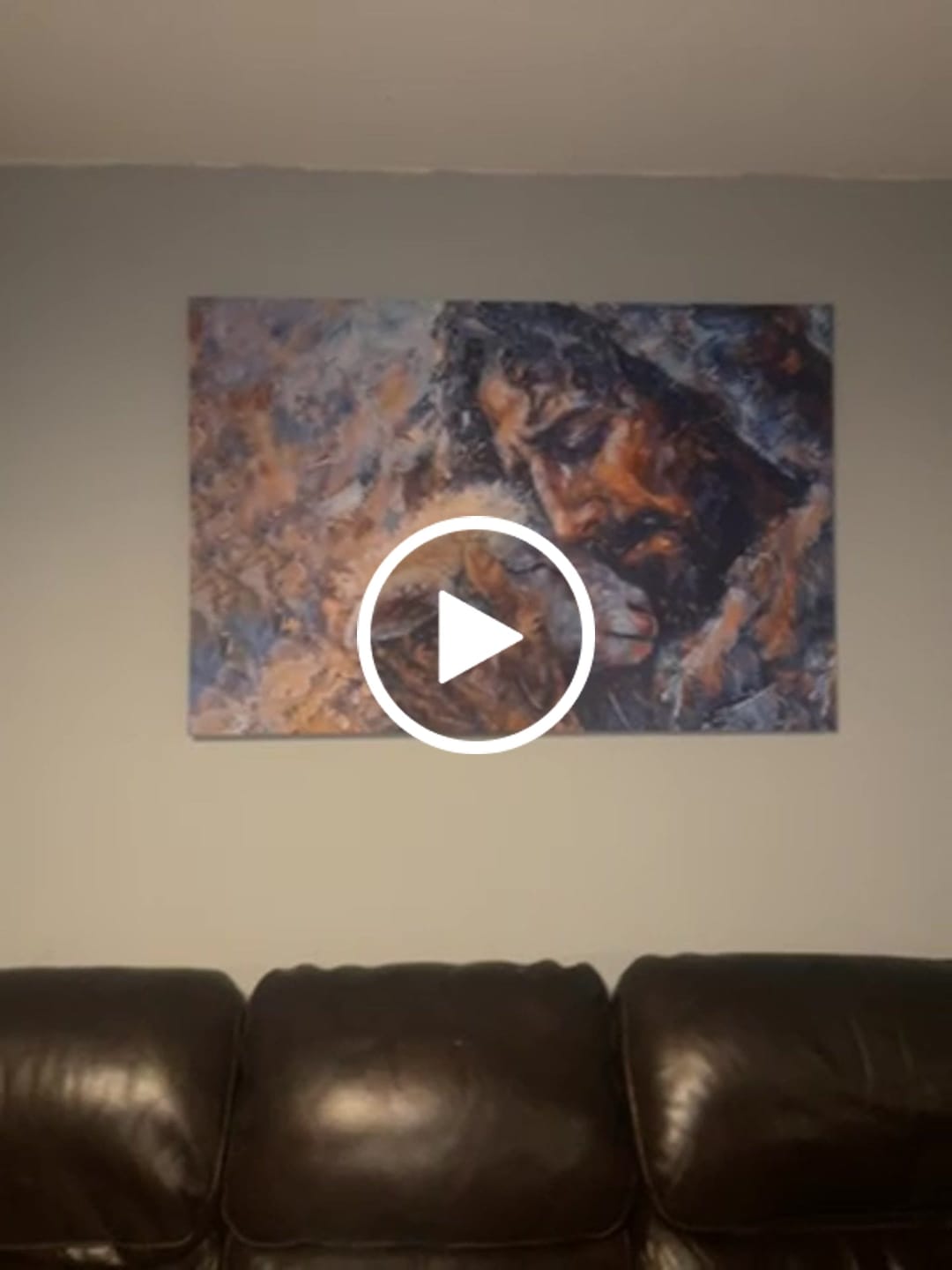 Customer video review of Abstract Painting of Jesus and Lost Lamb Wall Art Canvas
