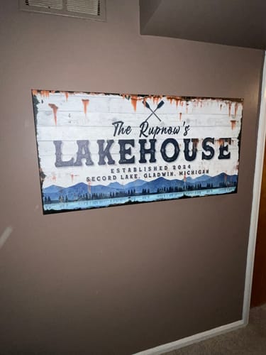 Customer photo review of Family Lake House Vintage Sign