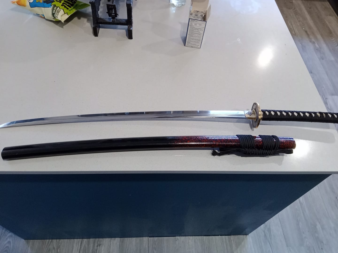 Customer photo review of The Surudoi Handmade Katana Extra Sharp Spring Steel Unokubi-Zukuri