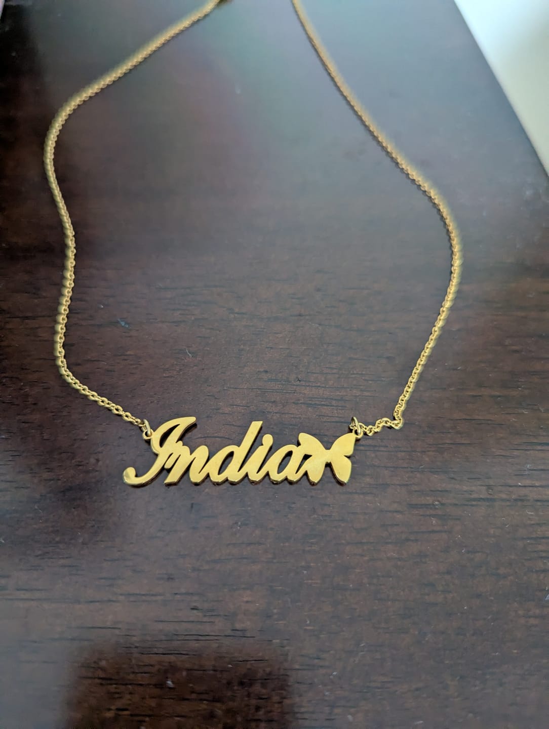 Customer photo review of Butterfly Name Necklace