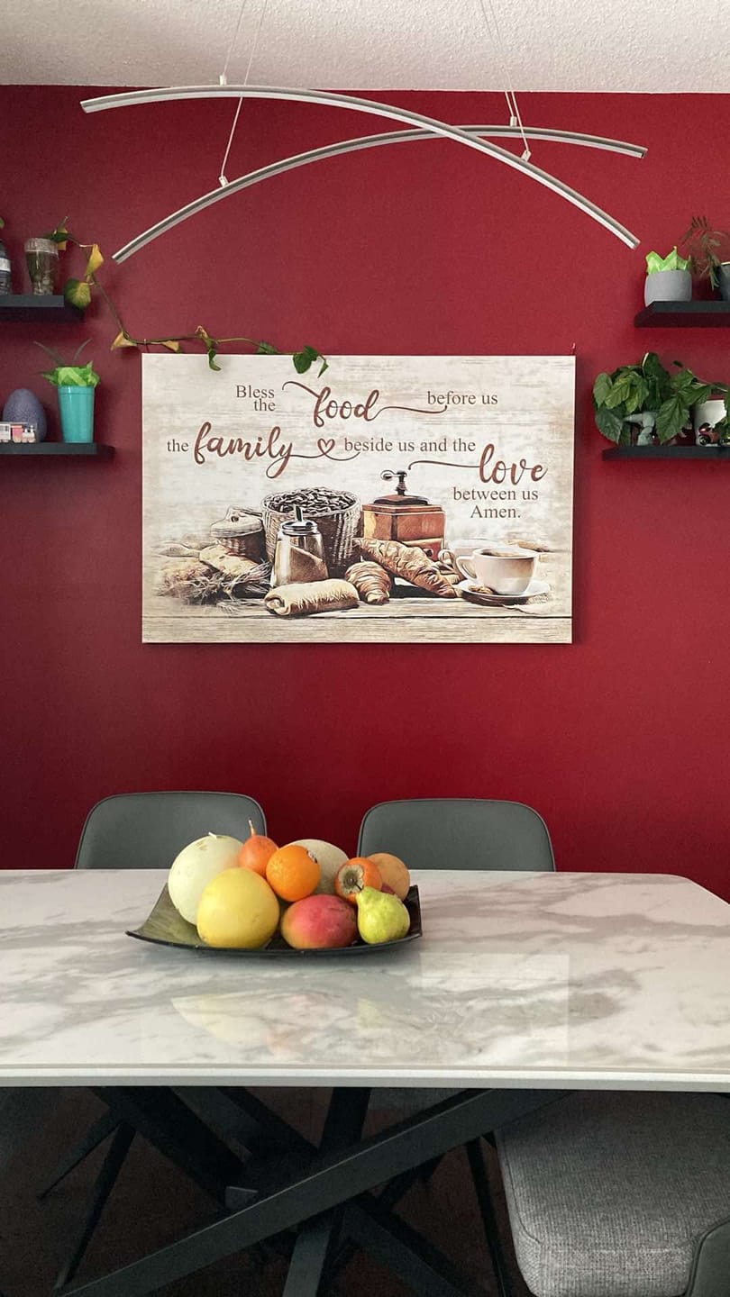 Customer photo review of Bless The Food Before Us The Family Beside Us Wall Art Canvas Print
