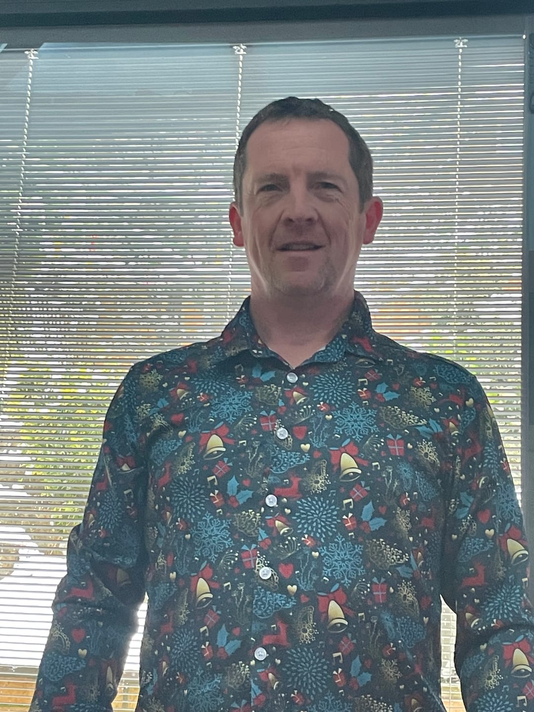 Customer photo review of Men's Christmas Reindeer Funny Xmas Themed Long Sleeve Shirt