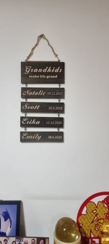 Customer photo review of Personalized Grandkids Hanging Sign (Engraved) Family Keepsake