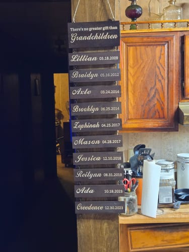 Customer photo review of Personalized Grandkids Hanging Sign (Engraved) Family Keepsake