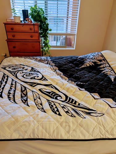 Customer photo review of Paua Shell Maori Silver Fern Quilt White