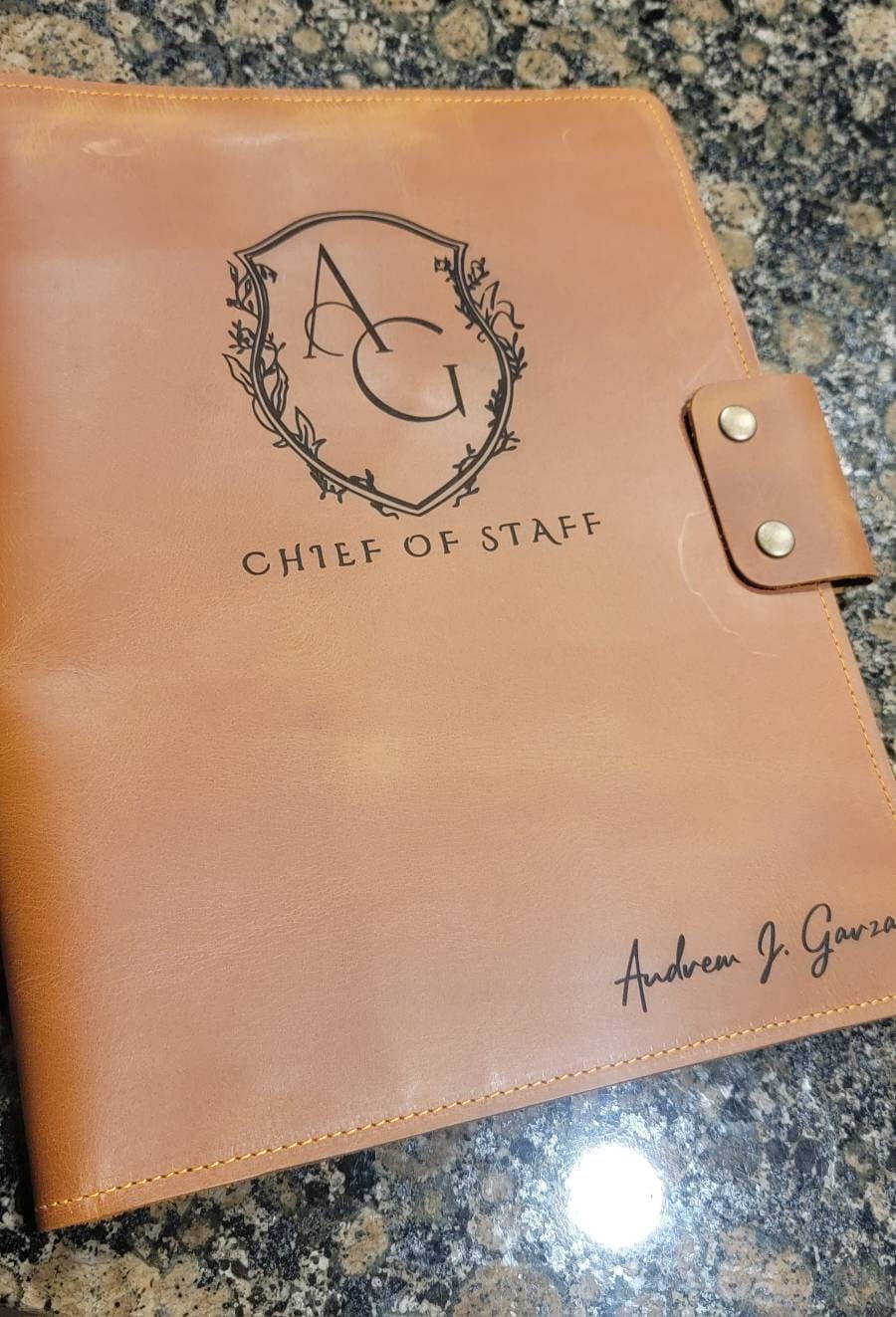 Customer photo review of Customized Leather Portfolio with Notepad & Planner