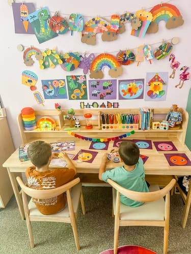 Customer photo review of Dalenna Solid Wood Study Desk with Book Shelves and Drawers/Rubberwood/Long Study Desk/Natural color