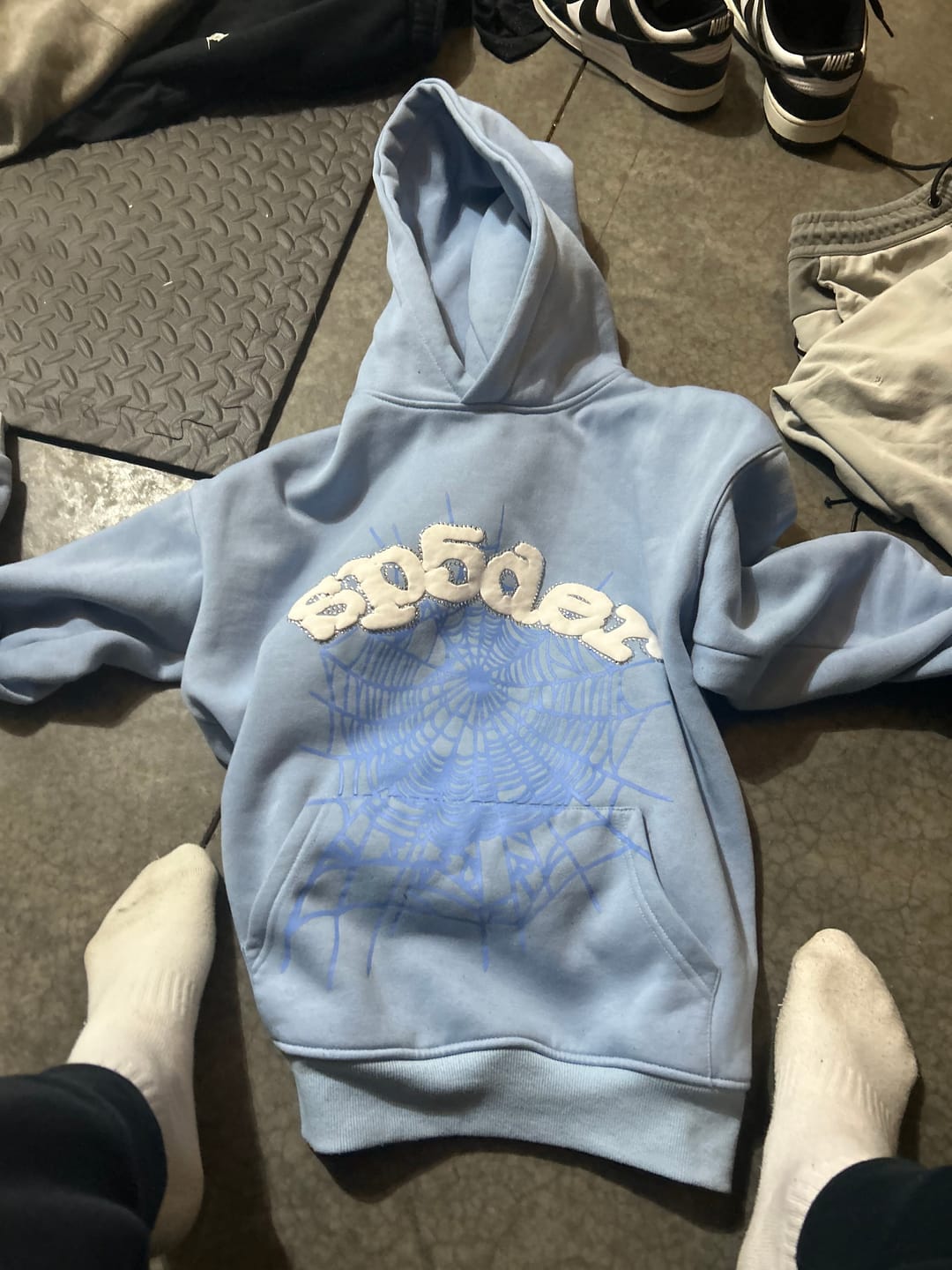 Customer photo review of Sp5der Web Hoodie Sky Blue