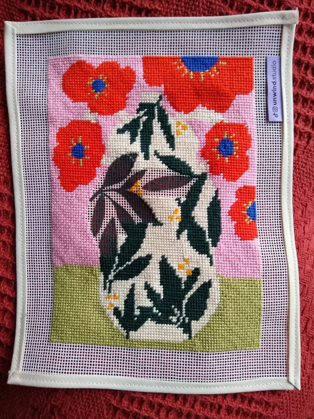 Customer photo review of Poppy Pot Needlepoint Kit