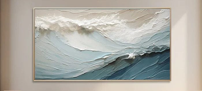 Customer photo review of Textured Ocean Wave Oil Painting for Modern Interiors