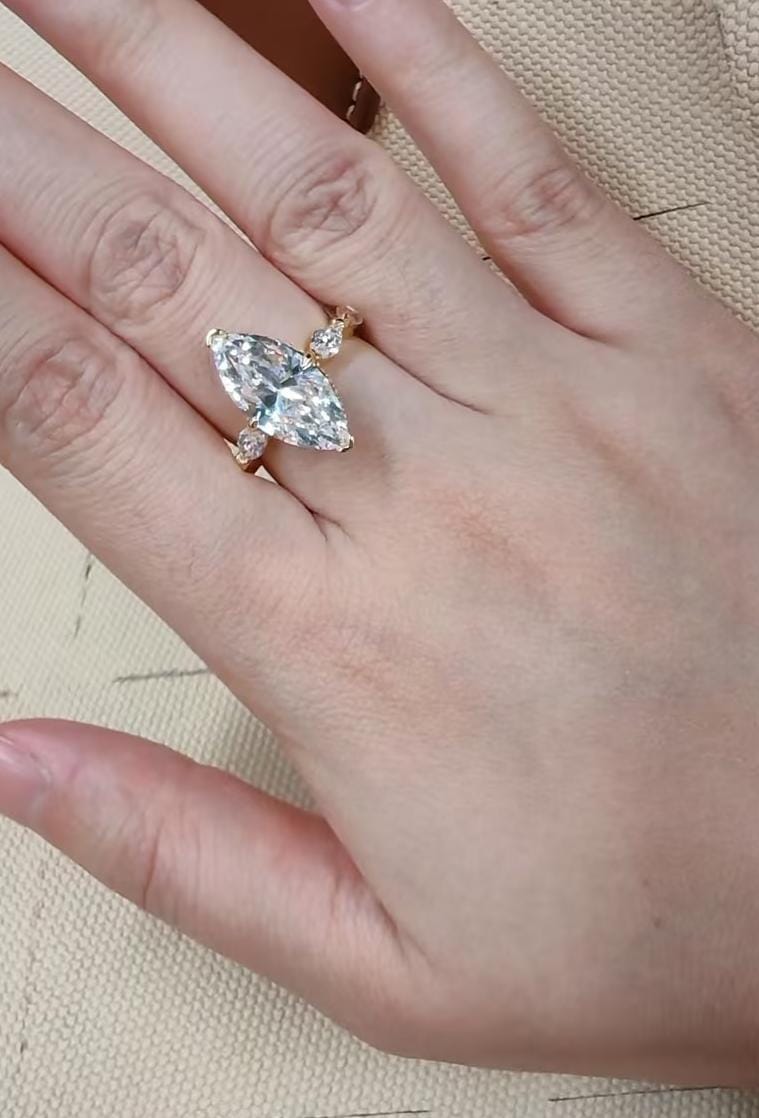 Customer photo review of Louily Marquise Cut Engagement Ring For Women In Sterling Silver