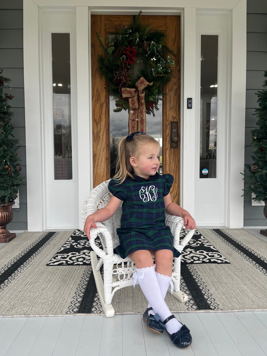 Customer photo review of Hamilton Plaid Navy & Green Sally Dress