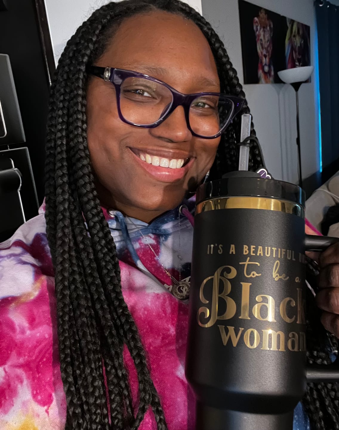 Customer photo review of "Miss Black and Gold" 40oz Insulated Tumbler
