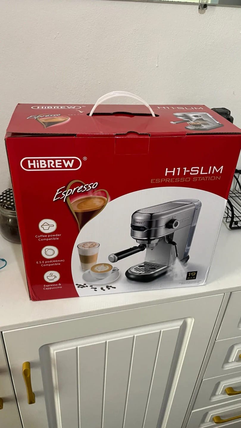Customer photo review of Stainless Steel Coffee Maker Slim Semi Automatic — Silver | KIMLUD