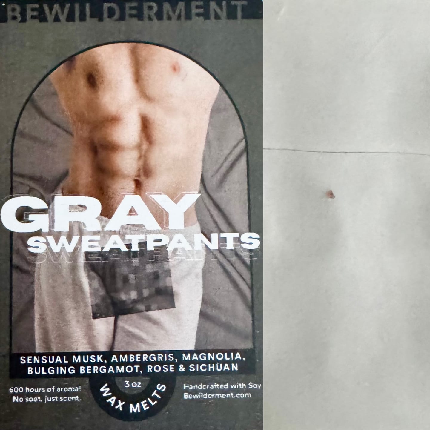 Customer photo review of Gray Sweatpants Wax Melts