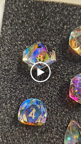 Customer video review of URWizards D&D Multi-faceted Prism Glass Engraved Dice Set
