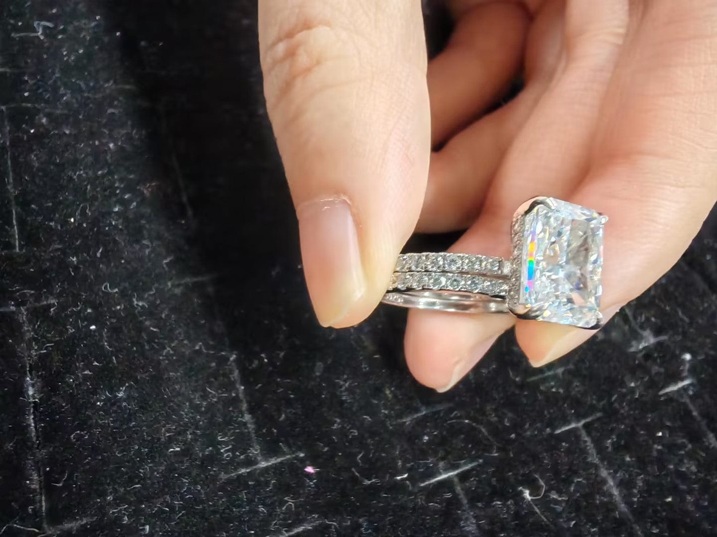 Customer photo review of S925 3.5 Carat Radiant Cut Wedding Ring Set In Sterling Silver Holiday Ring Gift For Women