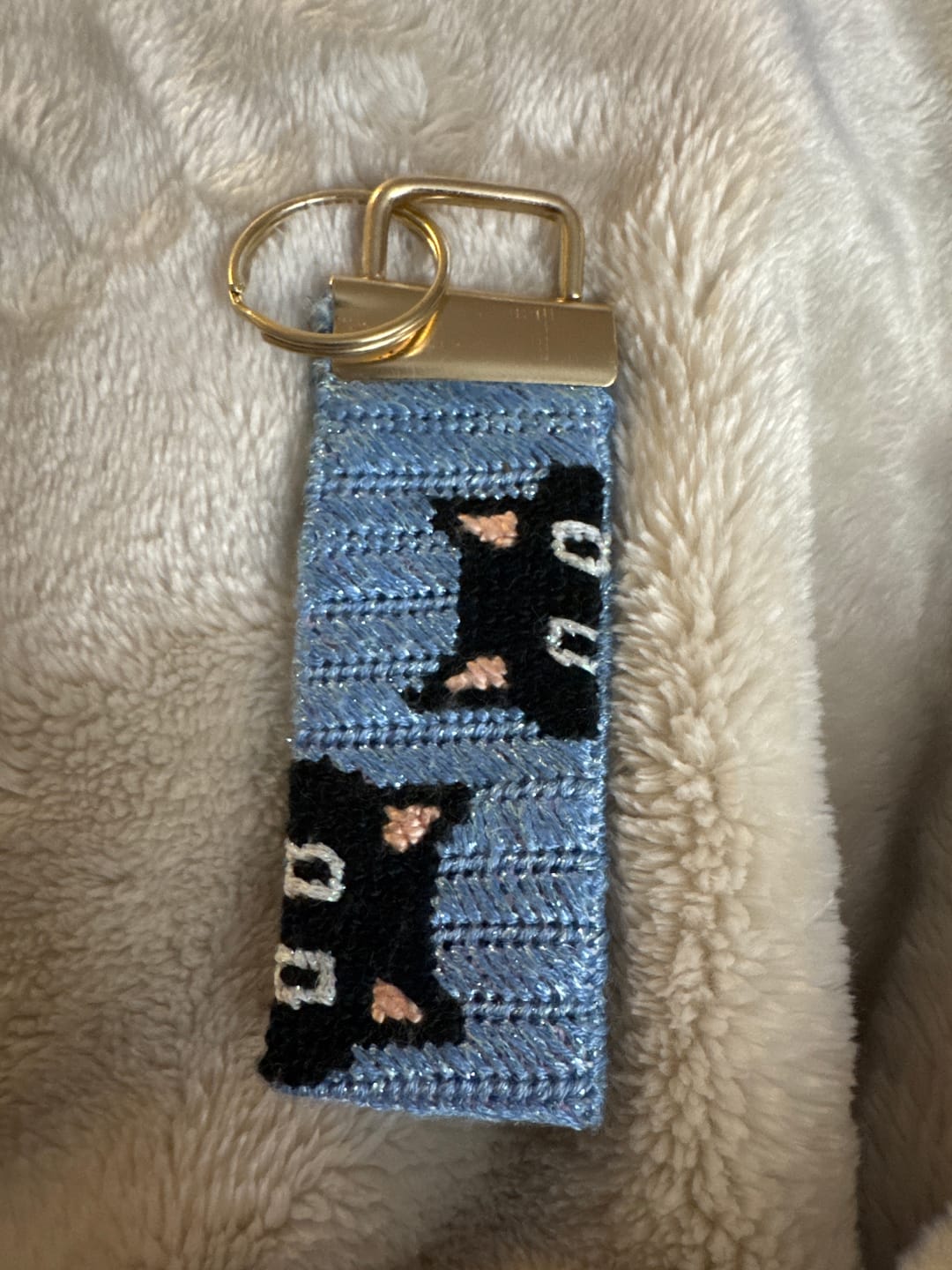 Customer photo review of Cats Key Fob Needlepoint Kit